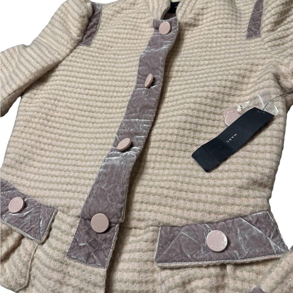 Marc Jacobs Y2K 100% Wool Tweed & Velour Peplum Jacket Size Small NWT - Picture 5 of 16